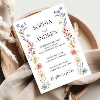 Mariage fleur sauvage Aquarelle Moderne Invitation