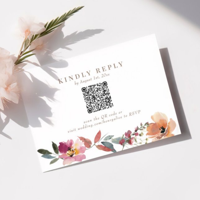 Mariage Fleur sauvage Boho QR Code carte RSVP (Créateur téléchargé)