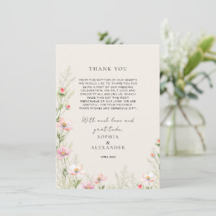 Mariage fleur sauvage Carte de remerciements plat