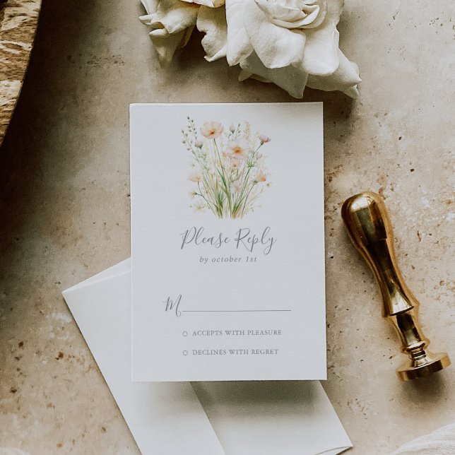 Mariage Fleur sauvage classique Boho Blush RSVP (Créateur téléchargé)