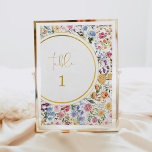 Mariage Fleur sauvage coloré Numéro de table<br><div class="desc">Numéro de tableau floral coloré</div>