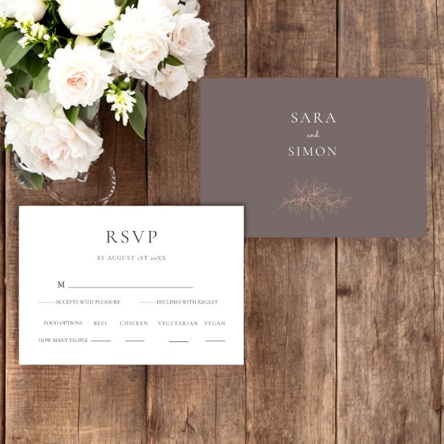Mariage Fleur sauvage élégant RSVP (wedding rsvp in stunning earty sones with a peach floral , modern and unique wedding rsvp)