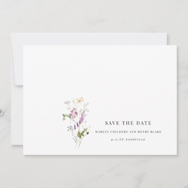 Mariage Fleur Sauvage Floral Save the Date  (Devant)