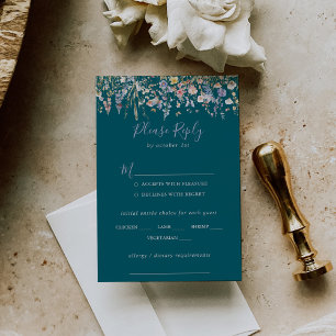 Mariage fleur sauvage Green Menu Choix RSVP