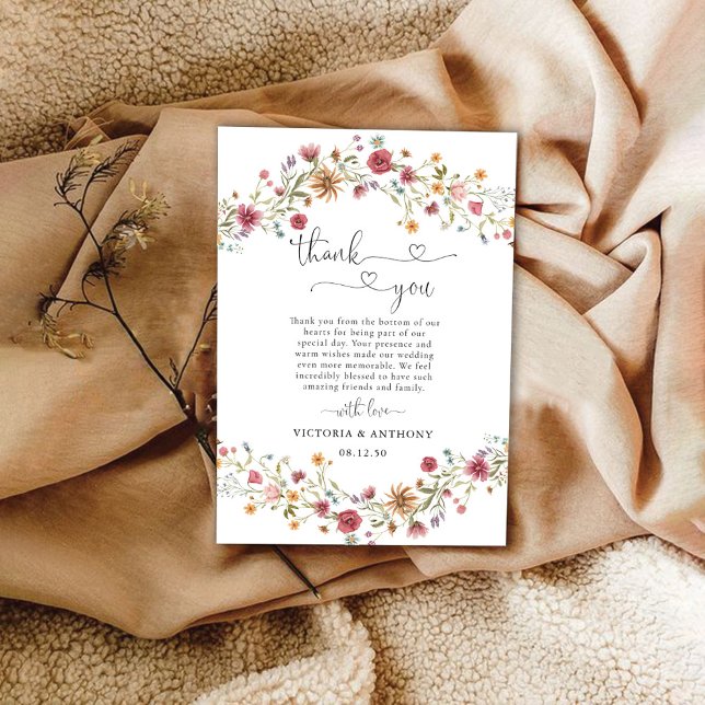 Mariage fleur sauvage Merci Cartes (Créateur téléchargé)