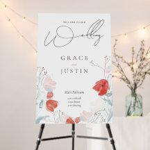 Mariage fleur sauvage Red Poppy Affiche de bienven