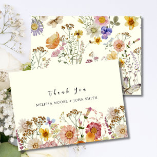 Mariage Fleur sauvage Tan Boho Carte de remercieme