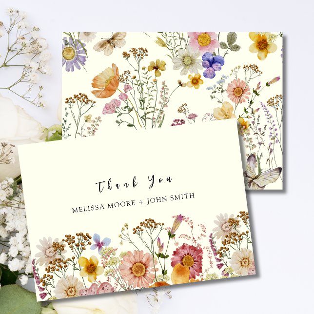 Mariage Fleur sauvage Tan Boho Carte de remercieme (Créateur téléchargé)