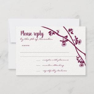 Mariage Fleur sauvage violet rouge foncé RSVP