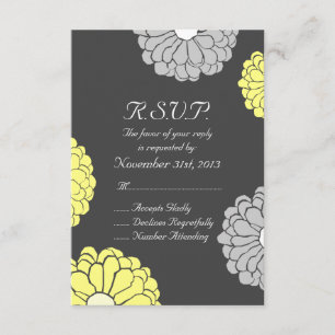 Mariage Fleur Zinnia gris et jaune RSVP