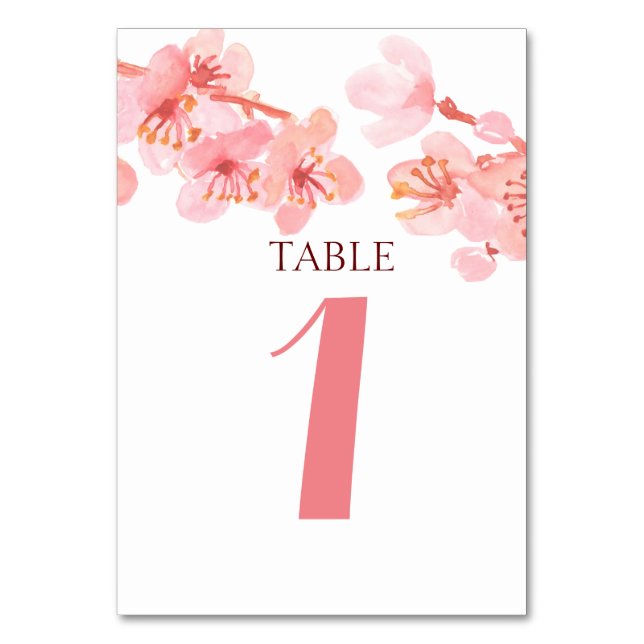 Mariage fleuri rose cerisier numéro de table (Par défaut)