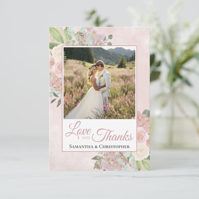 Mariage Fleuris Rose Pâle & Mauve Amour & Merci (Debout devant)