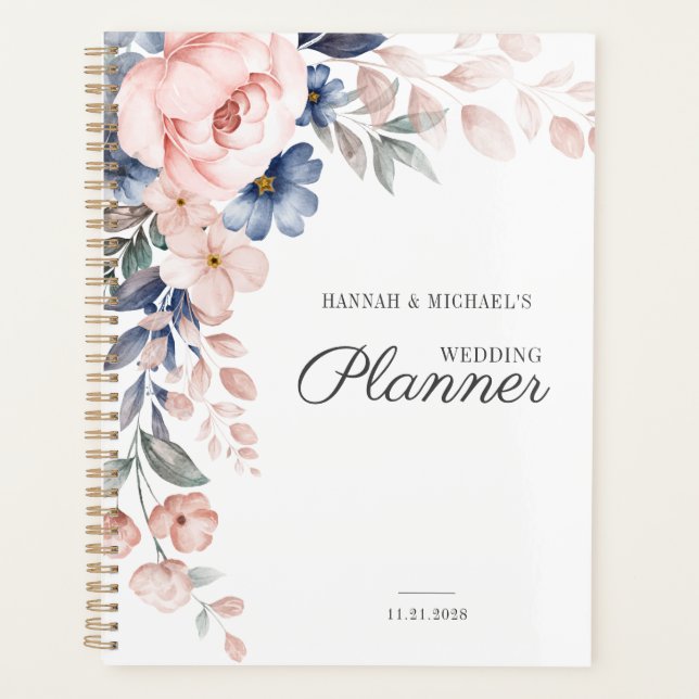 Mariage Fleurs Rose Aquarelle Écriture Florale (Devant)