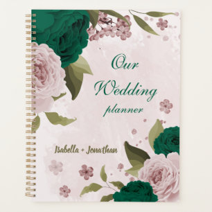 mariage fleurs roses vert émeraude
