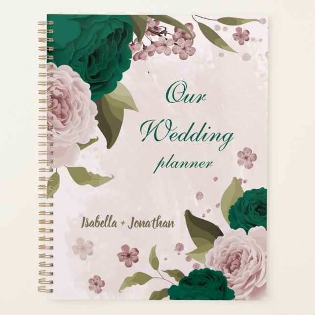 mariage fleurs roses vert émeraude (Devant)