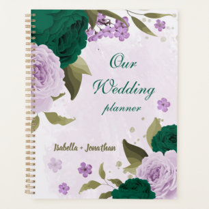 mariage fleurs vert émeraude violet