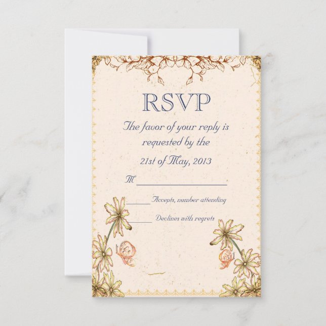 Mariage Fleurs vintages RSVP (Devant)