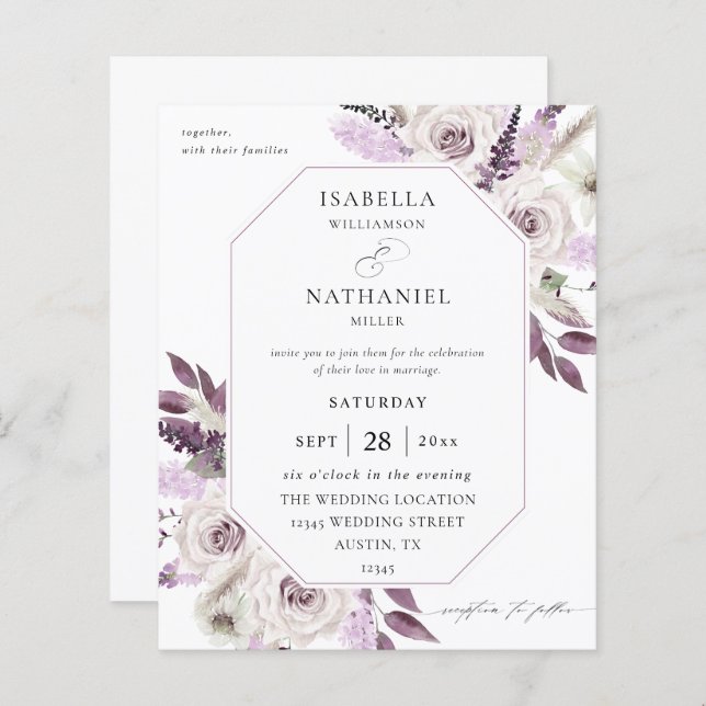 Mariage Fleurs Violettes Lavande Budget 2 (Devant / Derrière)