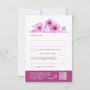 Mariage floral à anémone blanc rose QR réponse RSV