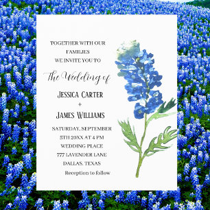 Mariage Floral Aquarelle aux Bleuets du Texas