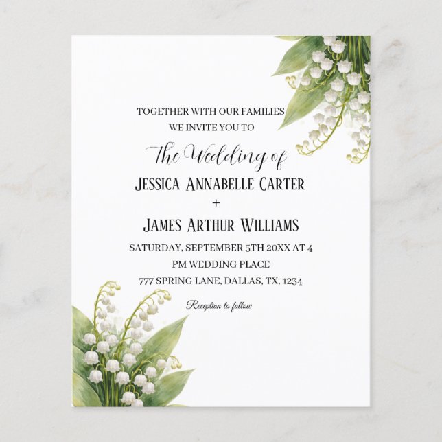 Mariage Floral Aquarelle Blanc de Muguet (Devant)