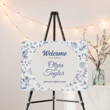 Mariage Floral Aquarelle Bleu Poussiéreux