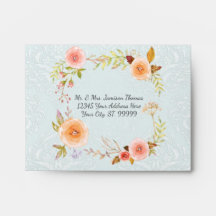 Mariage Floral Aquarelle Élégant Romantique Bleu