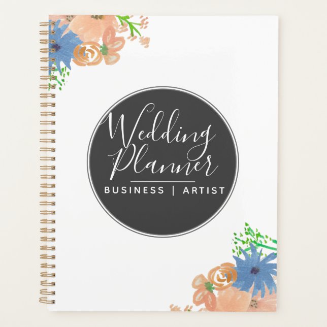Mariage Floral Aquarelle Moderne Rose et Bleu (Devant)