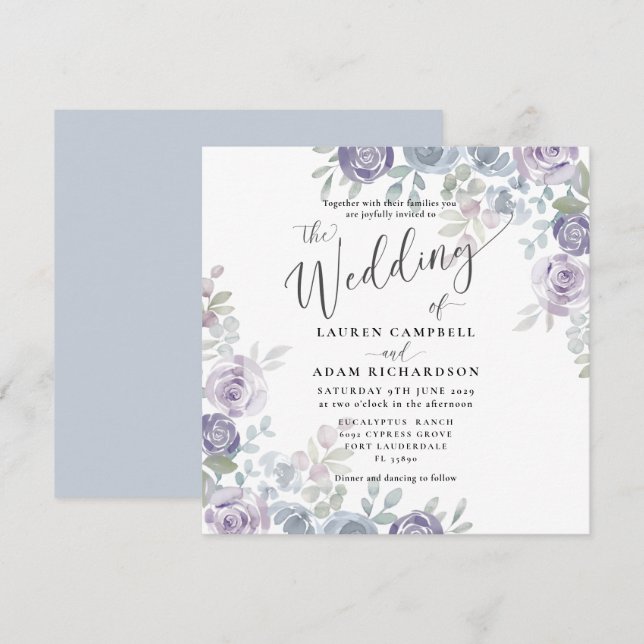 Mariage Floral Aquarelle Rustique & Eucalyptus (Devant / Derrière)