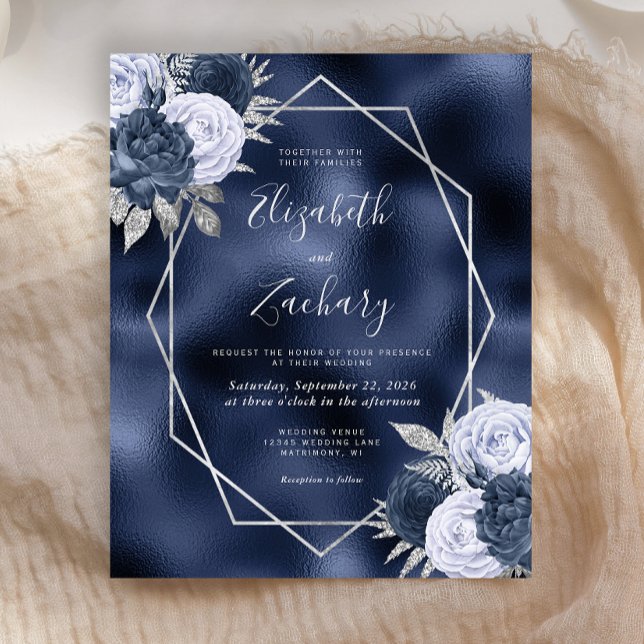 Mariage Floral Argent Bleu Poussiéreux Budget (Créateur téléchargé)
