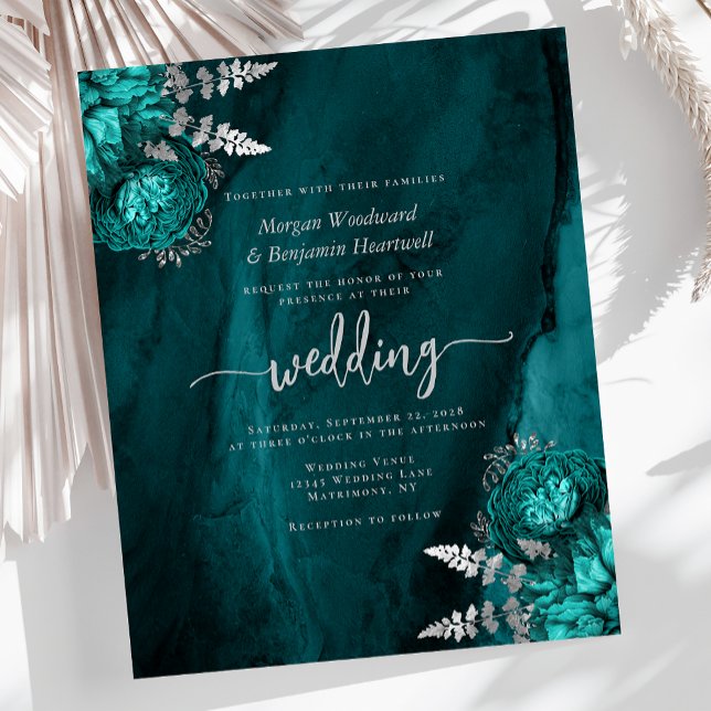 Mariage Floral Argent Bleu Sarcelle de Budget (Créateur téléchargé)