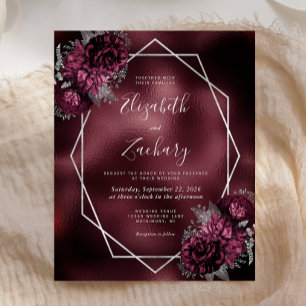 Mariage floral argenté faux foil Bourgogne pas che
