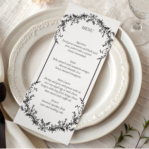 Mariage Floral Art en Ligne Noir et Blanc Menu