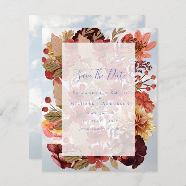 Mariage Floral Automnal - Budget Bourgogne Orange (Devant / Derrière)