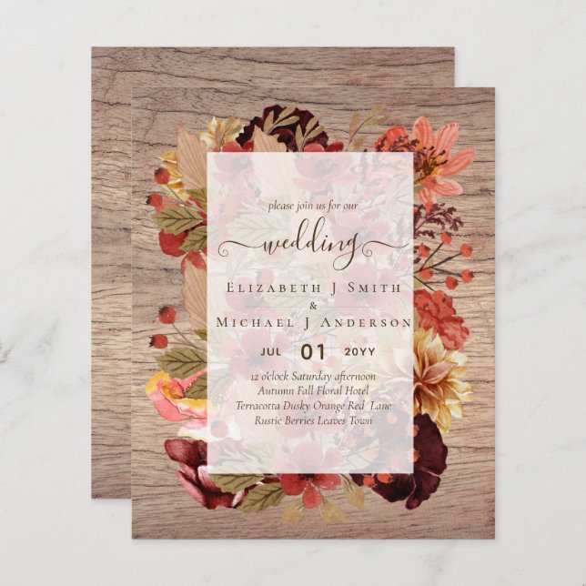 Mariage Floral Automne - BUDGET Orange Bourgogne (Devant / Derrière)