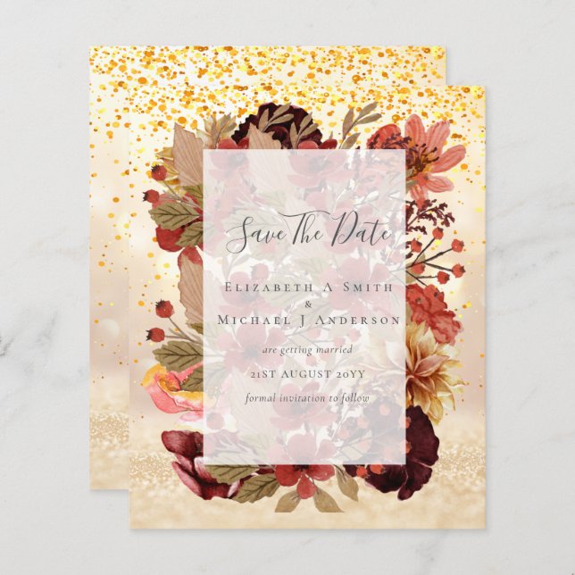 Mariage Floral Automne - BUDGET Orange Bourgogne (Devant / Derrière)