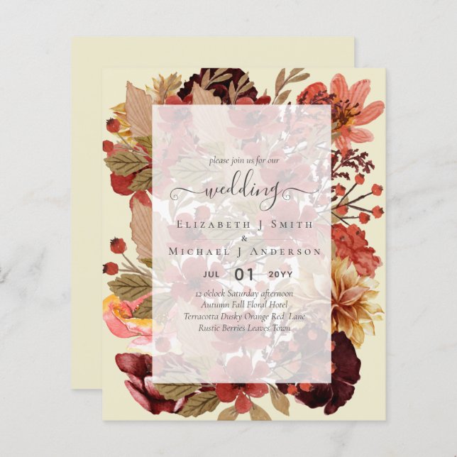 Mariage Floral Automne - BUDGET Orange Bourgogne (Devant / Derrière)