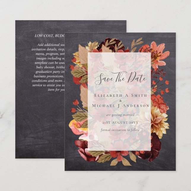 Mariage Floral Automne - BUDGET Orange Bourgogne (Devant / Derrière)