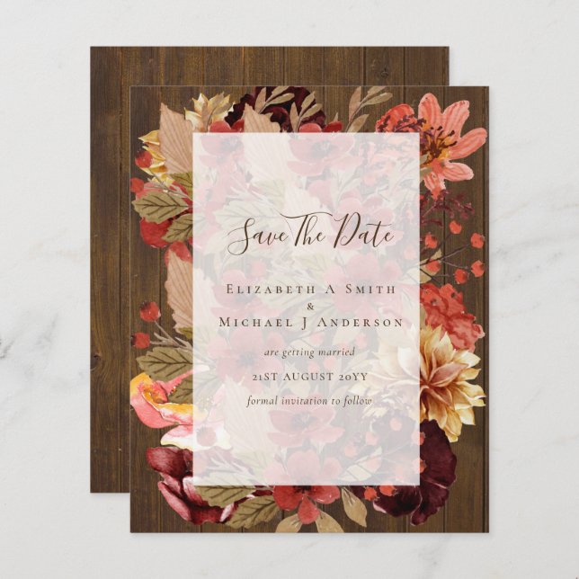 Mariage Floral Automne - BUDGET Orange Bourgogne (Devant / Derrière)