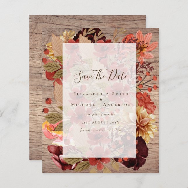 Mariage Floral Automne - BUDGET Orange Bourgogne (Devant / Derrière)