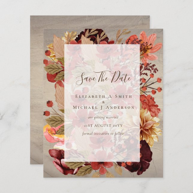 Mariage Floral Automne - BUDGET Orange Bourgogne (Devant / Derrière)
