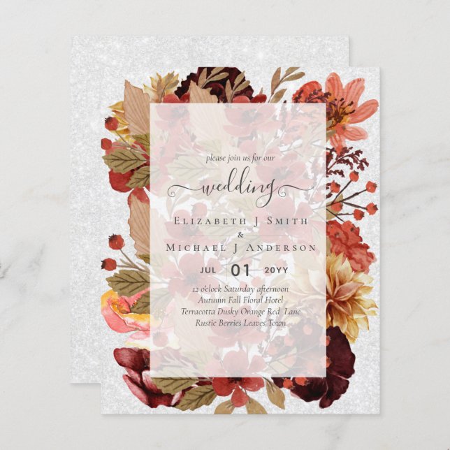 Mariage Floral Automne - BUDGET Orange Bourgogne (Devant / Derrière)