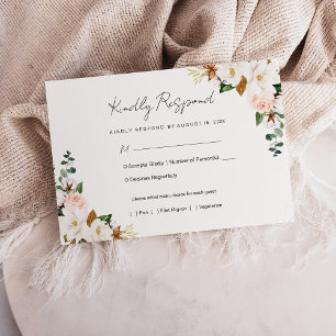 Mariage floral blanc et rose vif Magnolia RSVP