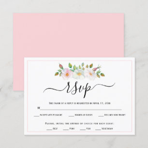 Mariage floral blanc, rose rose chien sauvage RSVP