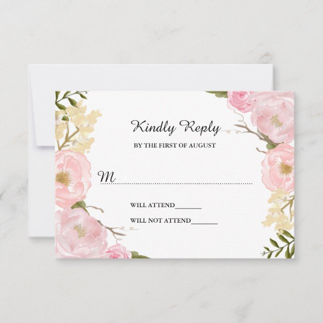 Mariage floral blanc vif RSVP (Devant)