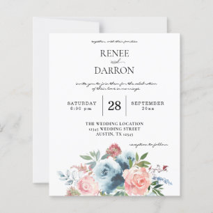 Mariage Floral Bleu Bébé et Rose Blush sur Budget