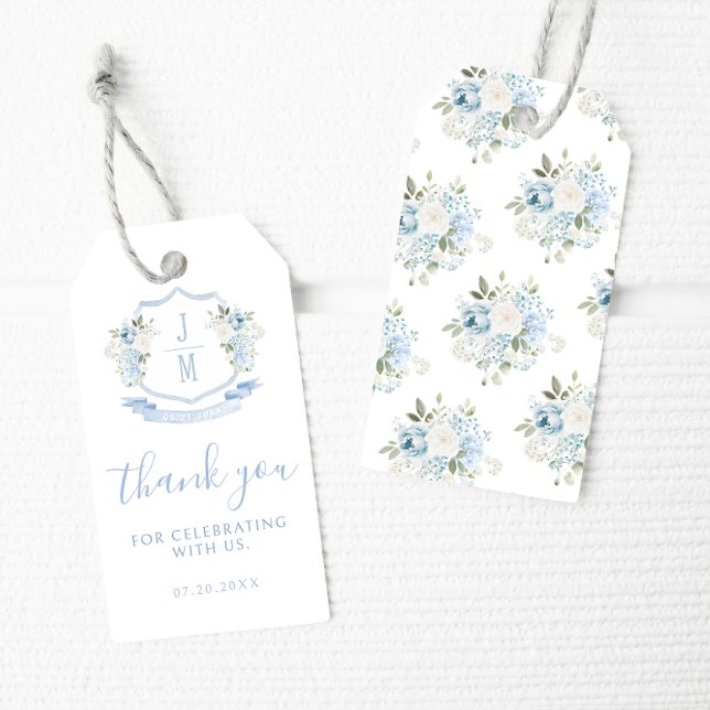 Mariage floral bleu ciel merci cadeaux étiquettes  (Créateur téléchargé)
