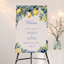 Mariage floral bleu citron italien