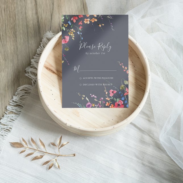 Mariage floral bleu classique RSVP (Créateur téléchargé)