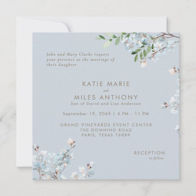 Mariage Floral bleu-Dusty moderne (Devant)
